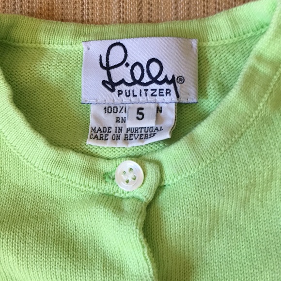 Green Lilly Pulitzer cardigan Sz 5 As-is - Picture 3 of 4